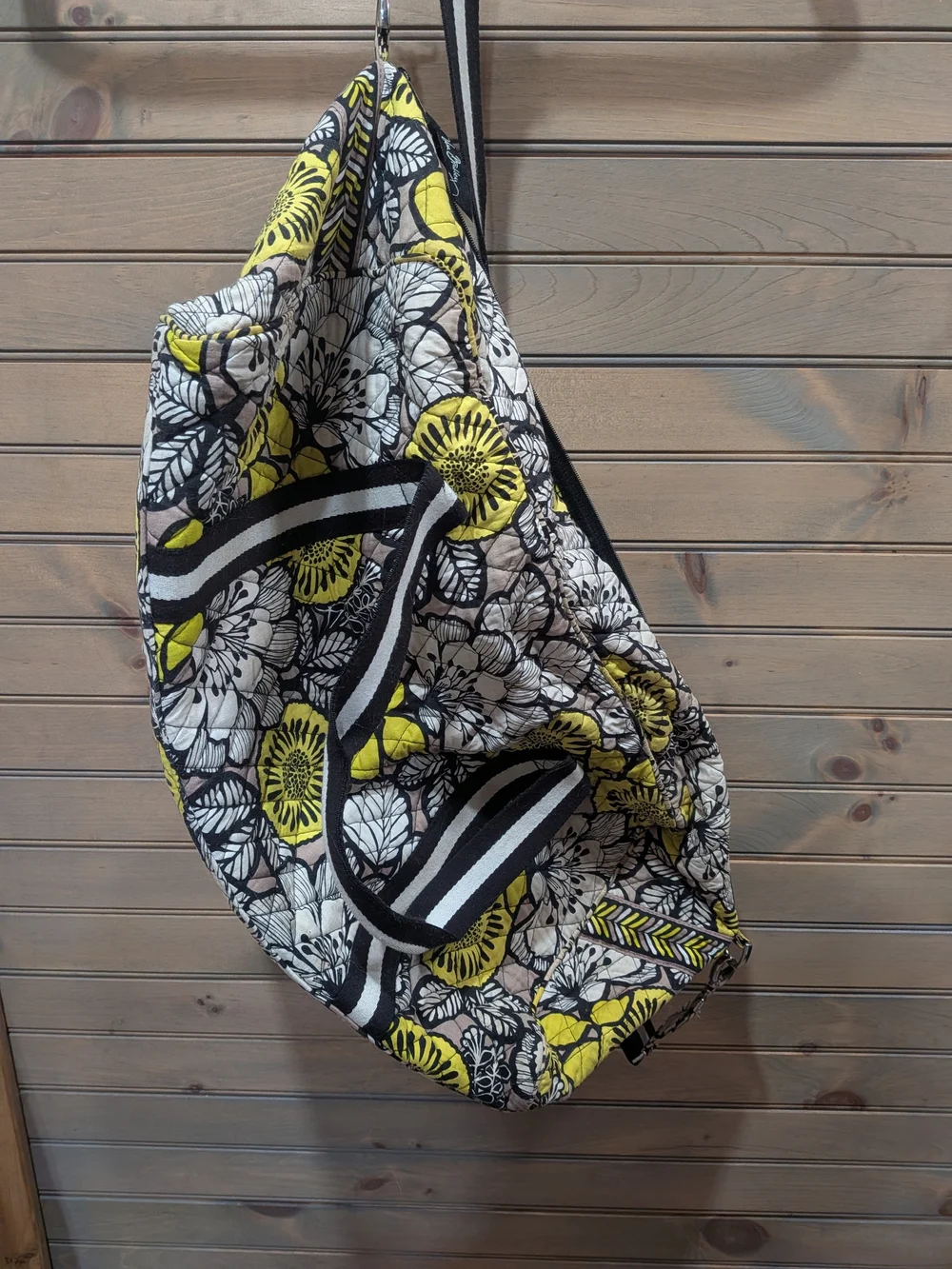 Quilted Floral Tote Bag in Yellow and Black Vera Bradley
